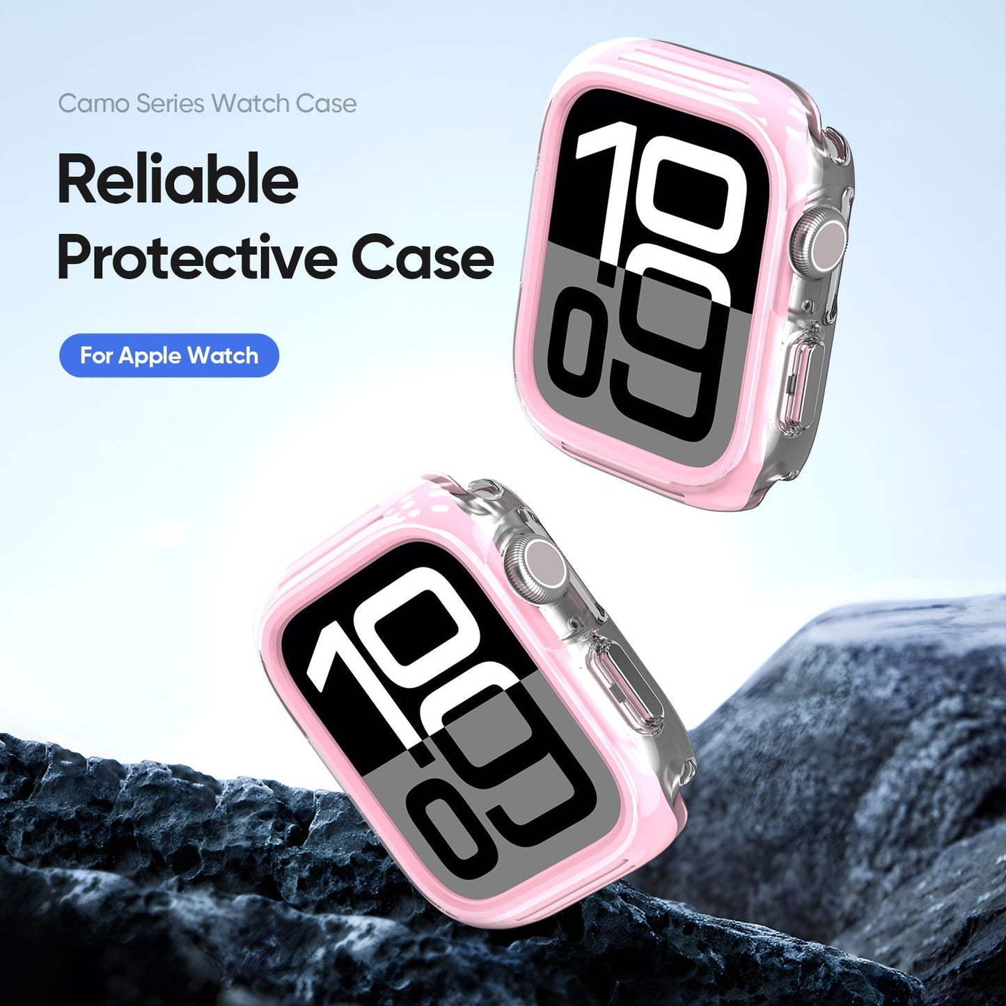 For Apple Watch Series 8 45mm / Apple Watch Series 9 45mm / Apple Watch Series 7 45mm DUX DUCIS Camo Series Watch Case PC+TPU Watch Cover Protector - Pink