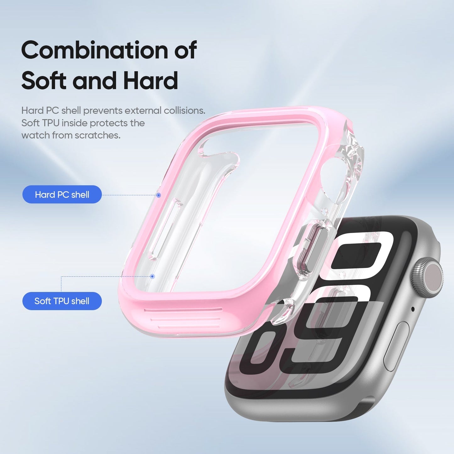 For Apple Watch Series 8 45mm / Apple Watch Series 9 45mm / Apple Watch Series 7 45mm DUX DUCIS Camo Series Watch Case PC+TPU Watch Cover Protector - Pink