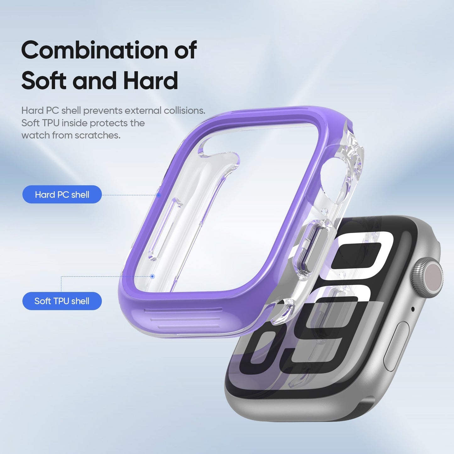 For Apple Watch Series 10 42mm DUX DUCIS Camo Series Watch Case PC+TPU Watch Cover Protector - Purple