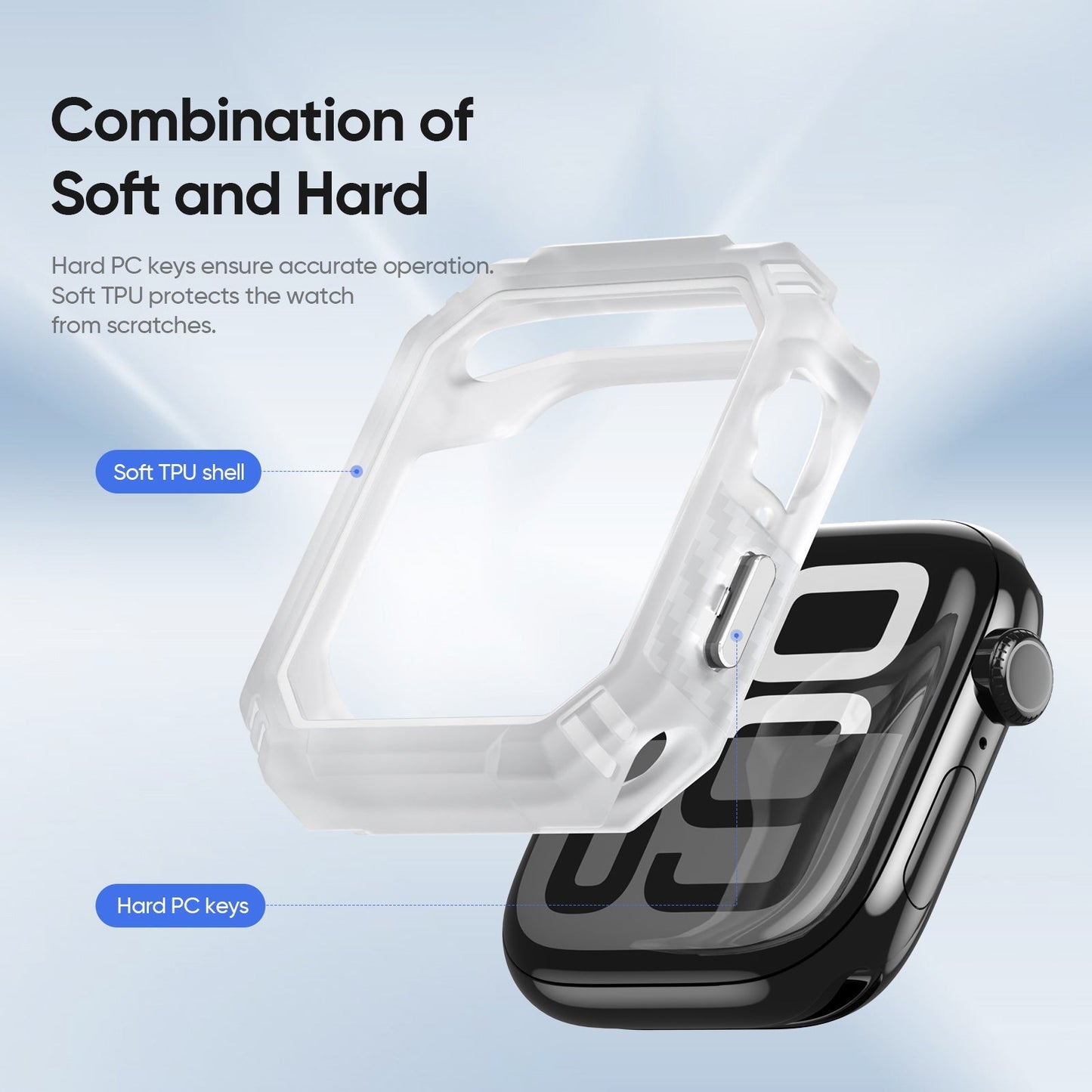 For Apple Watch Series 10 46mm DUX DUCIS Damo Series Watch Case PC+TPU Drop-proof Watch Protective Cover - Transparent White