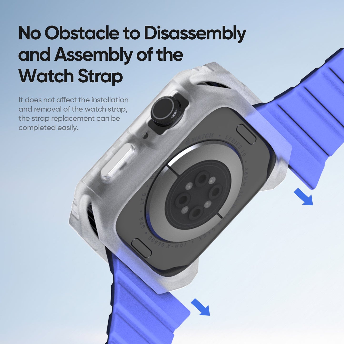 For Apple Watch Series 10 46mm DUX DUCIS Damo Series Watch Case PC+TPU Drop-proof Watch Protective Cover - Transparent White