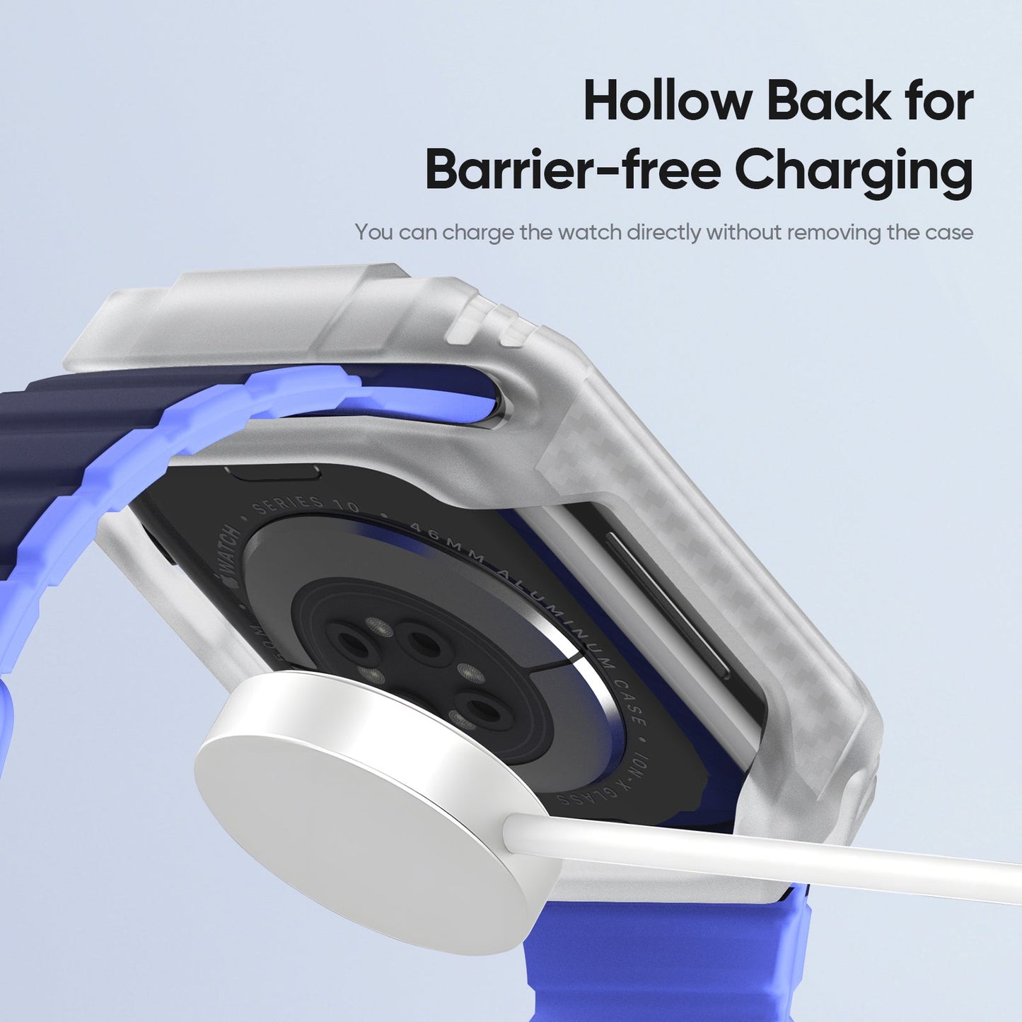 For Apple Watch Series 10 46mm DUX DUCIS Damo Series Watch Case PC+TPU Drop-proof Watch Protective Cover - Transparent White