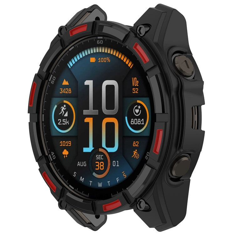For Garmin Fenix 8 Solar 47mm Watch Case Quick Release Soft TPU Watch Cover - Black / Red