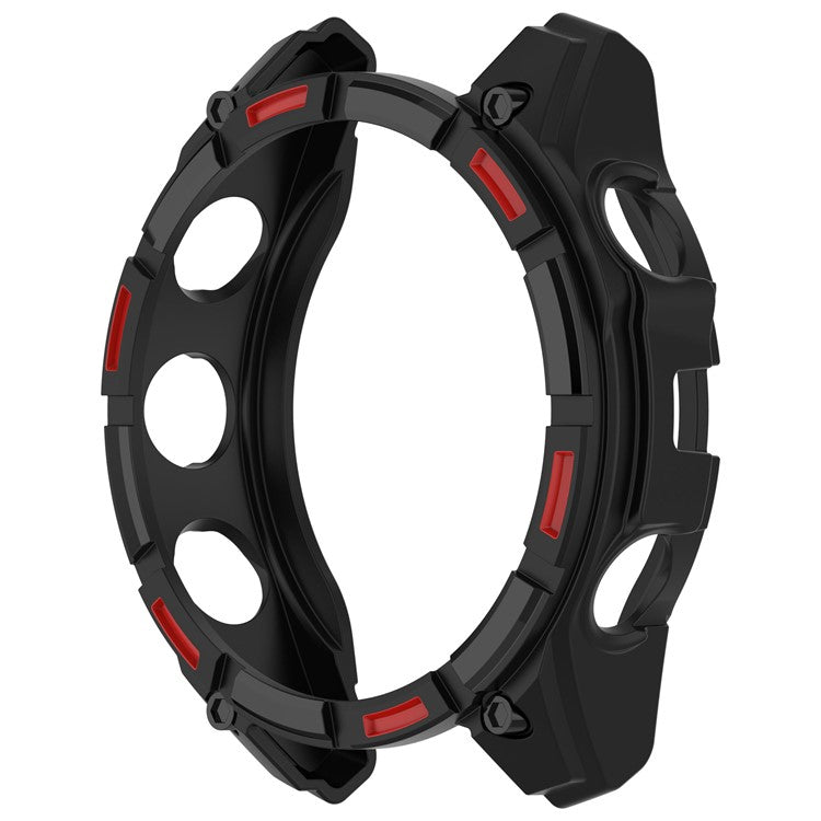 For Garmin Fenix 8 Solar 47mm Watch Case Quick Release Soft TPU Watch Cover - Black / Red