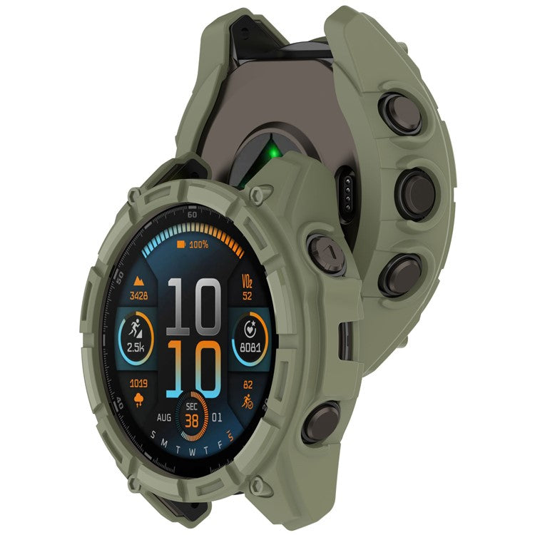 For Garmin Fenix 8 Solar 51mm Watch Case Quick Release Soft TPU Watch Cover - Green