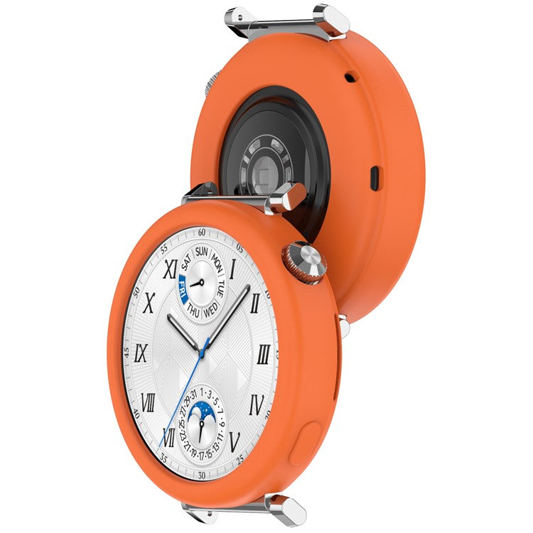 For Huawei Watch GT 5 Pro 42mm Watch Case Soft Silicone Hollow Watch Frame Cover - Orange