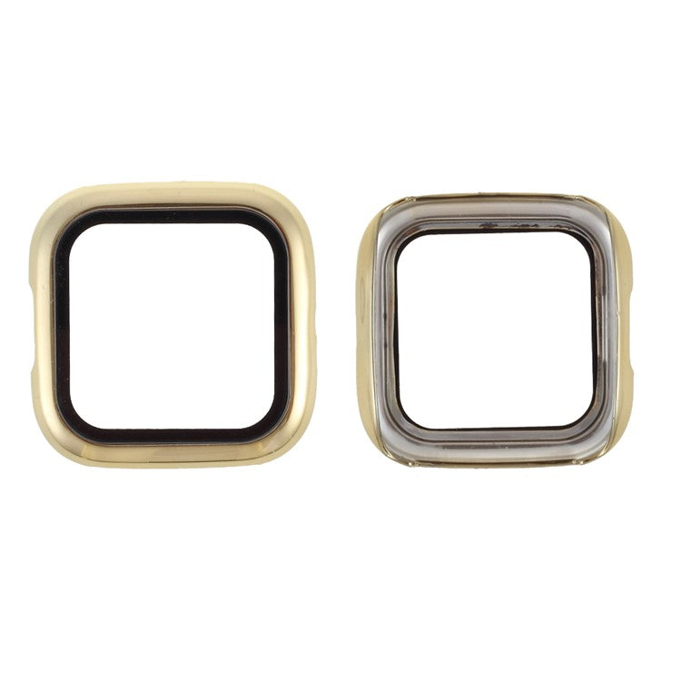 Electroplating Frame + Tempered Glass Protector Cover PC Case for Fitbit Versa 2 - Gold