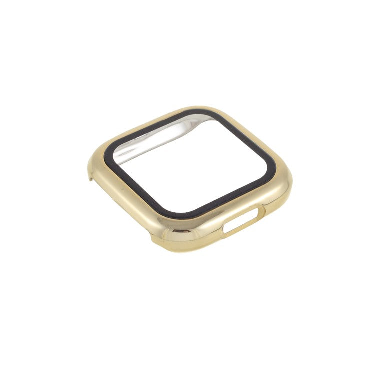 Electroplating Frame + Tempered Glass Protector Cover PC Case for Fitbit Versa 2 - Gold