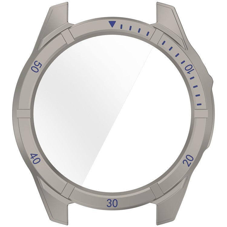 For Garmin Fenix 8 MIP Solar 51mm Case Scale Design Hard PC All Around Watch Cover with Tempered Glass Film - Titanium+Blue