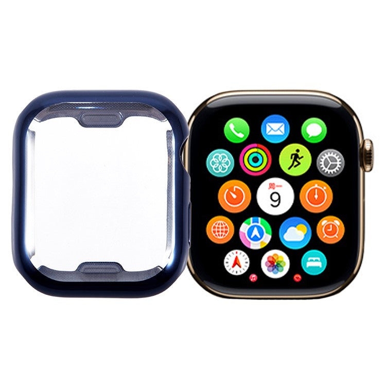 For Apple Watch Series 3 / 2 / 1 38mm Watch Case Electroplating Full Coverage TPU Protective Cover - Midnight Blue