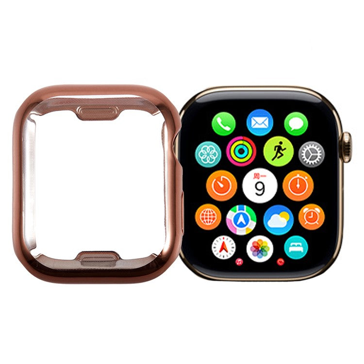 For Apple Watch SE (2023) / SE (2022) / SE / Series 6 / 5 / 4 44mm Watch Case Electroplating Full Coverage TPU Protective Cover - Rose Gold