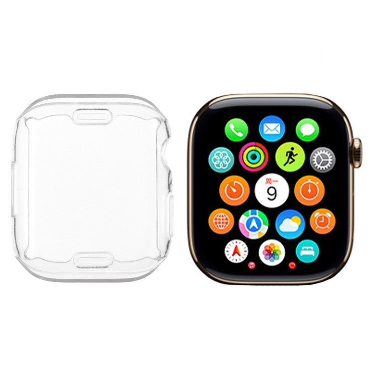 For Apple Watch Series 9 / 8 / 7 45mm Watch Case Full Coverage Flexible TPU Protective Cover - Transparent White