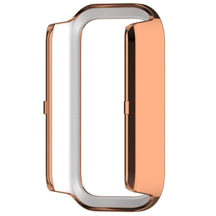 For Xiaomi Smart Band 9 Active / Redmi Band 3 Hollow-Out Cover Rhinestone Decor PC Watch Frame Case - Electroplating Rose Gold