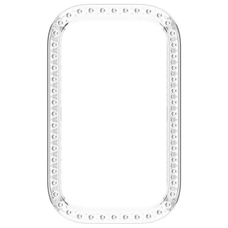 For Xiaomi Smart Band 9 Active / Redmi Band 3 Hollow-Out Cover Rhinestone Decor PC Watch Frame Case - Transparent