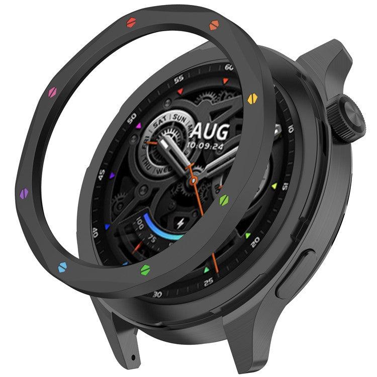 For Xiaomi Watch S4 / S4 eSIM Version / S3 / S3 eSIM Version Bezel Ring 316 Stainless Steel Bezel Loop Cover - Black+Rainbow