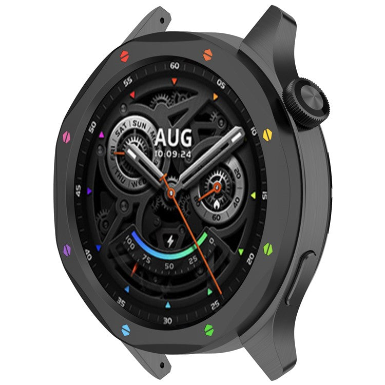 For Xiaomi Watch S4 / S4 eSIM Version / S3 / S3 eSIM Version Bezel Ring 316 Stainless Steel Bezel Loop Cover - Black+Rainbow