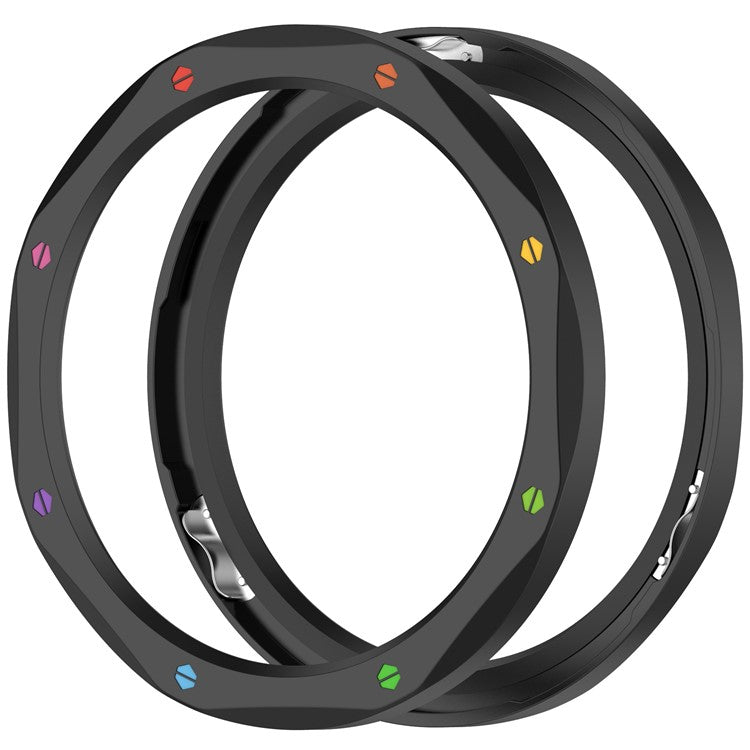 For Xiaomi Watch S4 / S4 eSIM Version / S3 / S3 eSIM Version Bezel Ring 316 Stainless Steel Bezel Loop Cover - Black+Rainbow