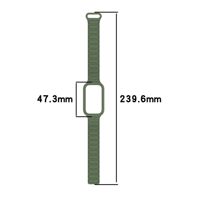 For Xiaomi Smart Band 9 Active / Redmi Band 3 Silicone Watch Band Dual-Color Magnetic Reverse Buckle Wrist Strap - Dark Green / Black