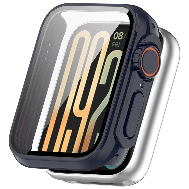 For Xiaomi Smart Band 9 Pro Case Hard PC All-Around Watch Cover with Tempered Glass Film - Dark Blue