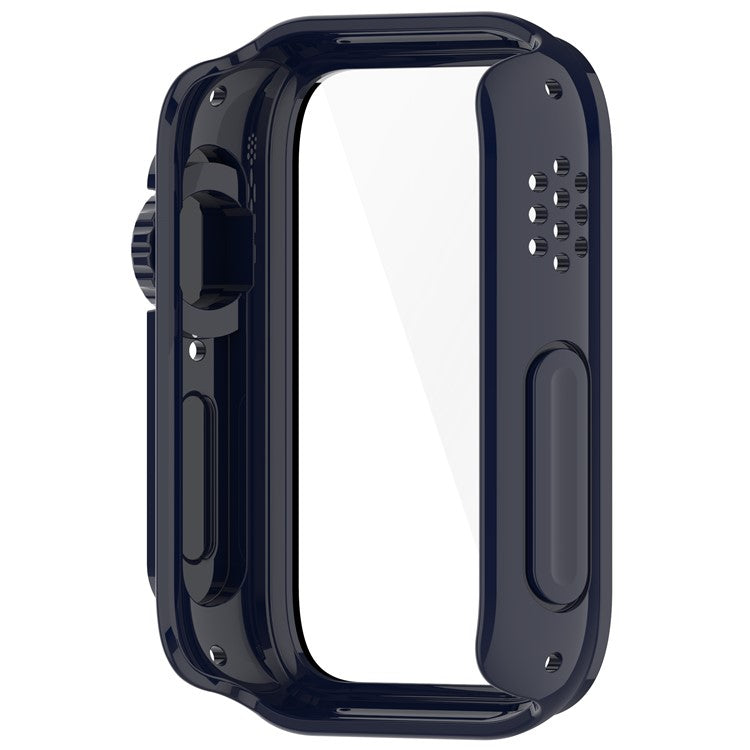 For Xiaomi Smart Band 9 Pro Case Hard PC All-Around Watch Cover with Tempered Glass Film - Dark Blue