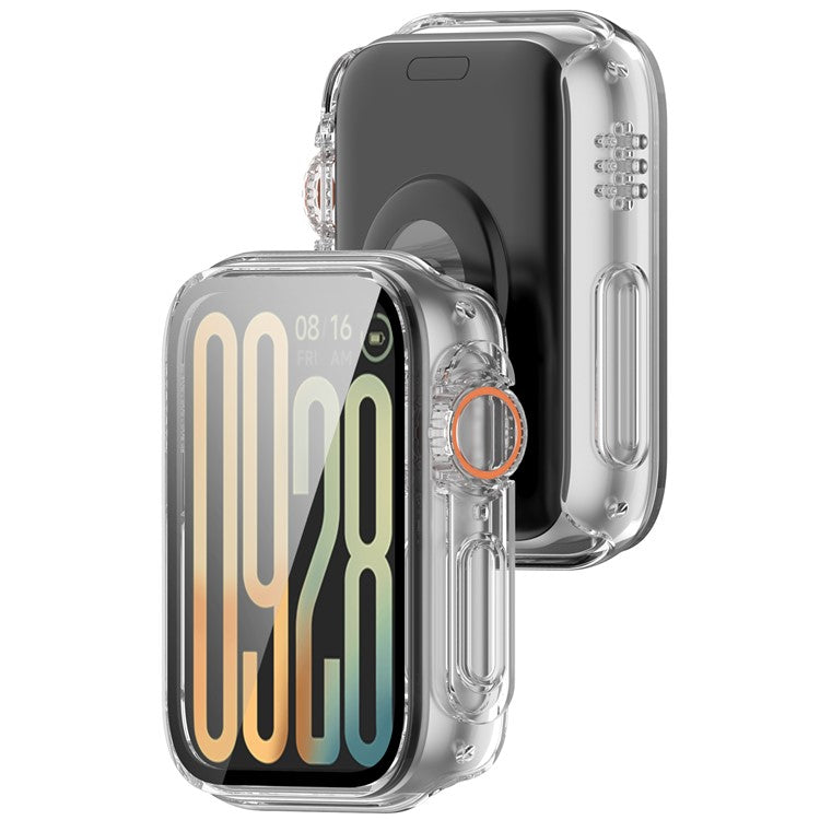 For Xiaomi Smart Band 9 Pro Case Hard PC All-Around Watch Cover with Tempered Glass Film - Transparent