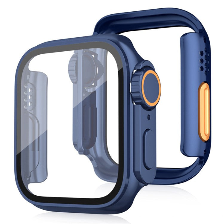 PC Watch Case For Apple Watch Series 6 / 5 / 4 / SE / SE (2022) / SE (2023) 44mm Protective Cover with Tempered Glass Film - Midnight Blue