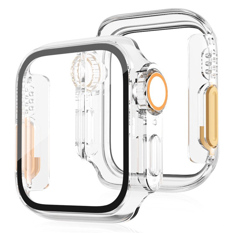 PC Watch Case for Apple Watch Series 9 8 7 41mm Watch Cover with Tempered Glass Film - Transparent