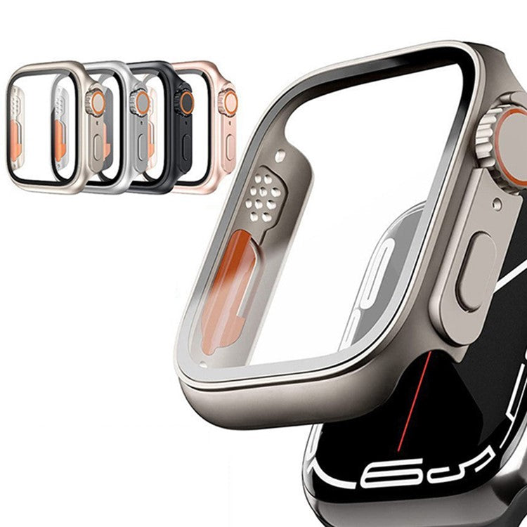 PC Watch Case for Apple Watch Series 9 8 7 41mm Watch Cover with Tempered Glass Film - Transparent