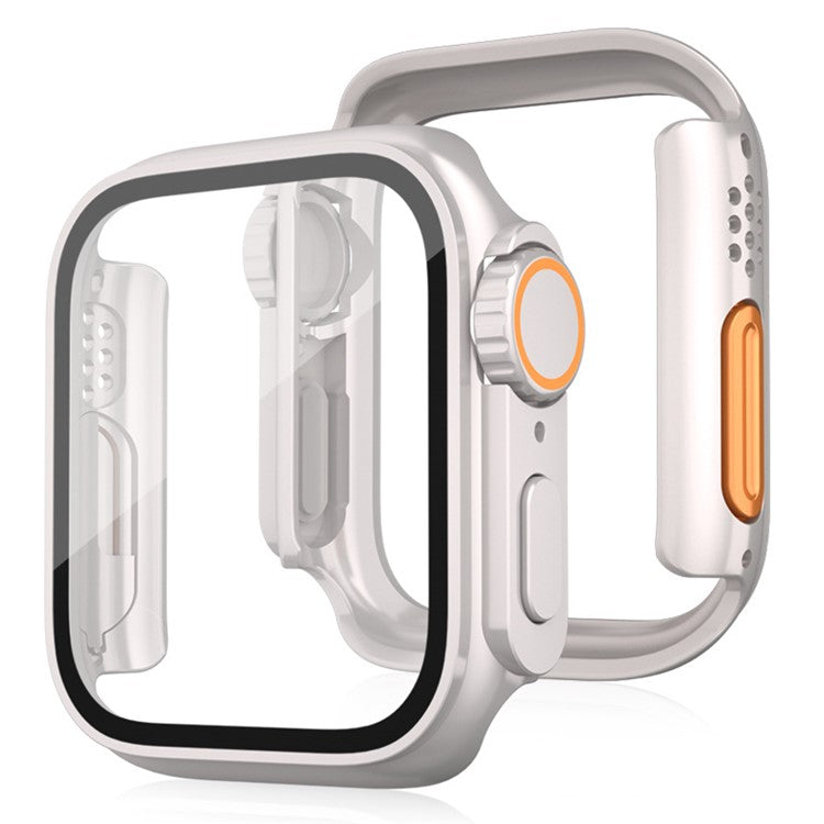 PC Watch Case for Apple Watch Series 9 8 7 45mm Watch Cover with Tempered Glass Film - Starlight