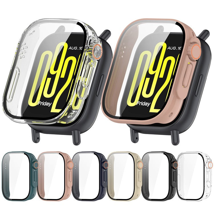 For Xiaomi Redmi Watch 5 Lite PC Tempered Glass Integrated Watch Case Full Coverage Protector - Ivory White