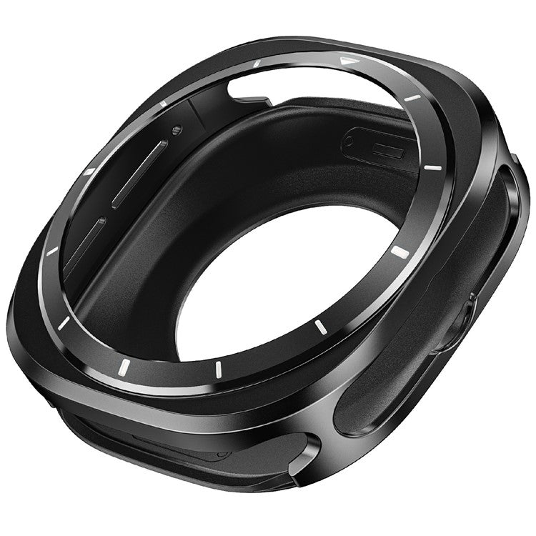 For Samsung Galaxy Watch Ultra 47mm Protective Case Aluminum Alloy PC Watch Bumper Cover - Black Orange