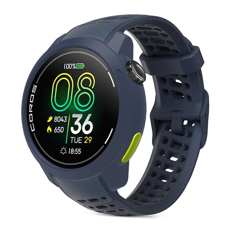 For Coros Pace Pro Watch Case Soft Silicone Hollow Watch Frame Cover - Dark Blue