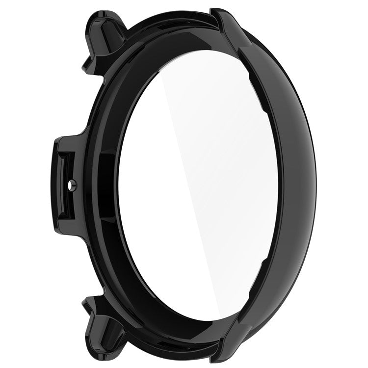 For Huami Amazfit Active 2 Watch Case PC Frame Cover with Tempered Glass Screen Film - Black
