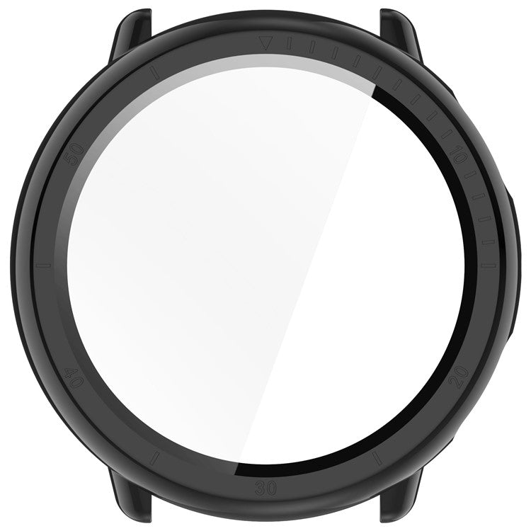 For Huami Amazfit Active 2 Watch Case PC Frame Cover with Tempered Glass Screen Film - Black