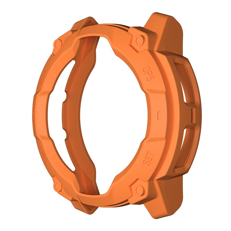 For Garmin Instinct 3 Solar 50mm TPU Watch Case Hollow-Out Rugged Bumper Cover - Orange
