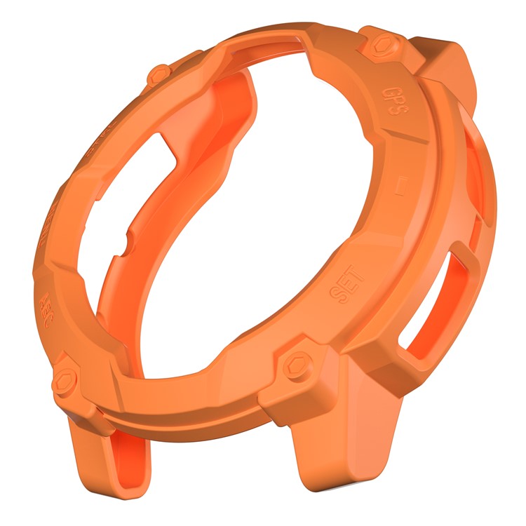 For Garmin Instinct 3 Solar 50mm TPU Watch Case Hollow-Out Rugged Bumper Cover - Orange