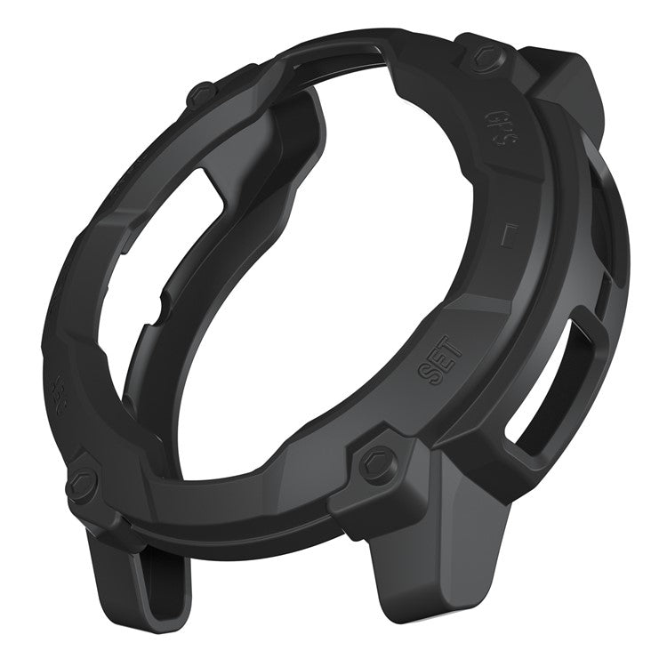 For Garmin Instinct 3 Solar 50mm TPU Watch Case Hollow-Out Rugged Bumper Cover - Black