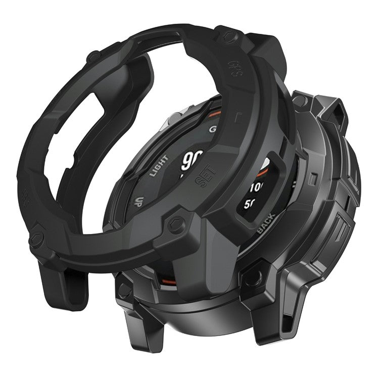 For Garmin Instinct 3 Solar 45mm TPU Watch Case Hollow-Out Rugged Bumper Cover - Black