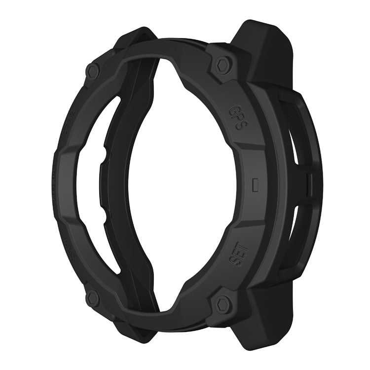 For Garmin Instinct 3 Solar 45mm TPU Watch Case Hollow-Out Rugged Bumper Cover - Black
