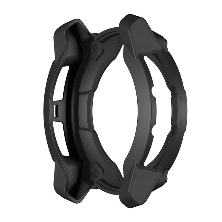 For Garmin Instinct 3 Solar 45mm TPU Watch Case Hollow-Out Rugged Bumper Cover - Black