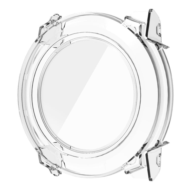 For Garmin Instinct 3 45mm Smartwatch Case PC Protective Cover with Tempered Glass Screen Protector - Transparent