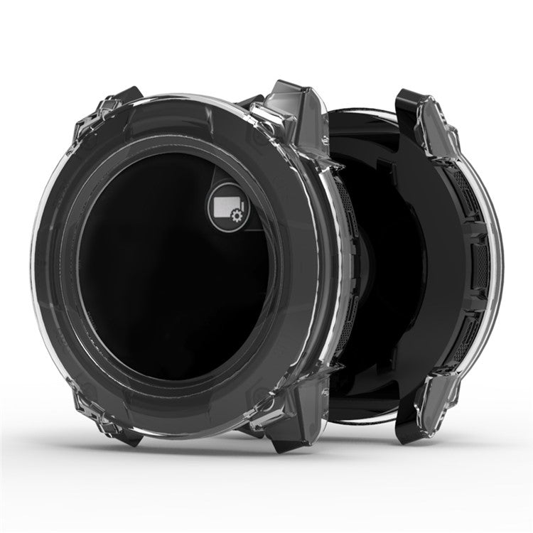 For Garmin Instinct 3 45mm Smartwatch Case PC Protective Cover with Tempered Glass Screen Protector - Transparent