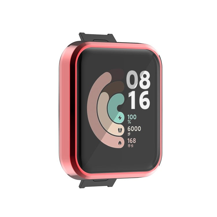 Full Coverage Soft TPU Smart Watch Protective Case with Screen Protector for Xiaomi Mi Watch Lite/Redmi Watch - Red