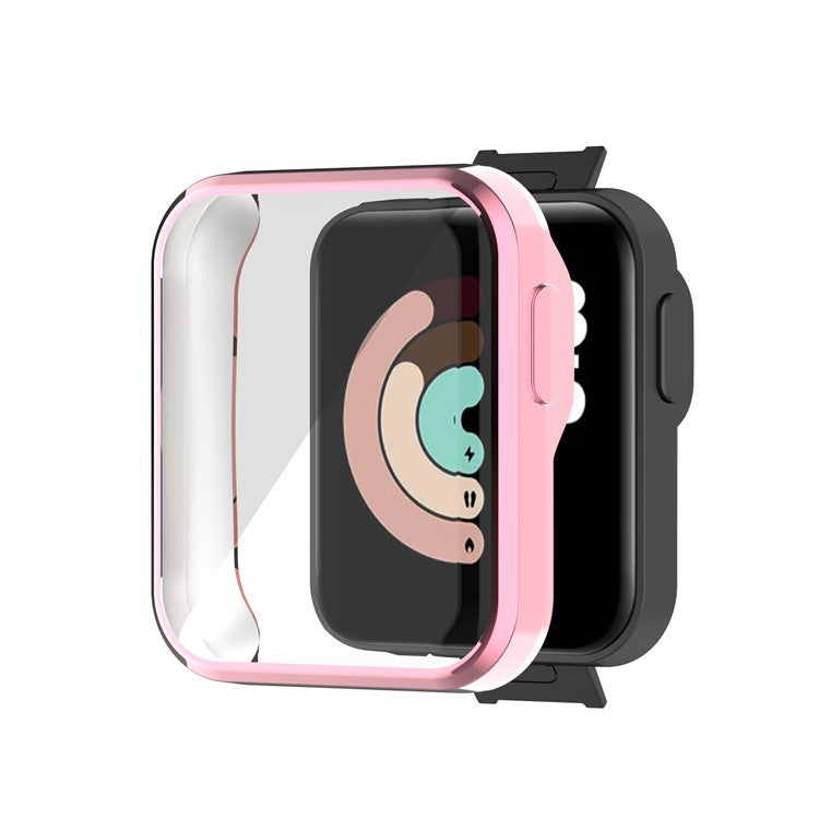 Full Coverage Soft TPU Smart Watch Protective Case with Screen Protector for Xiaomi Mi Watch Lite/Redmi Watch - Pink