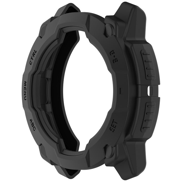 For Garmin Instinct 3 45mm / Solar 45mm Armor Watch Case Shockproof TPU Rugged Protective Cover - Black
