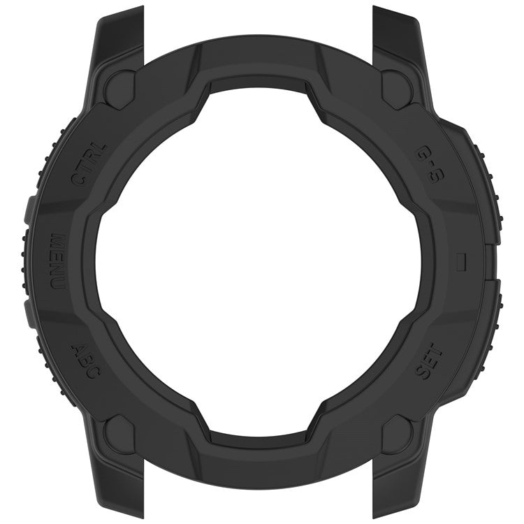 For Garmin Instinct 3 45mm / Solar 45mm Armor Watch Case Shockproof TPU Rugged Protective Cover - Black