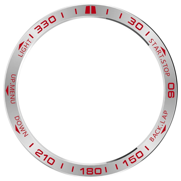 For Garmin Fenix 8 43mm AMOLED Version Stainless Steel Bezel Scratch Resistant Protective Ring - Silver+Red