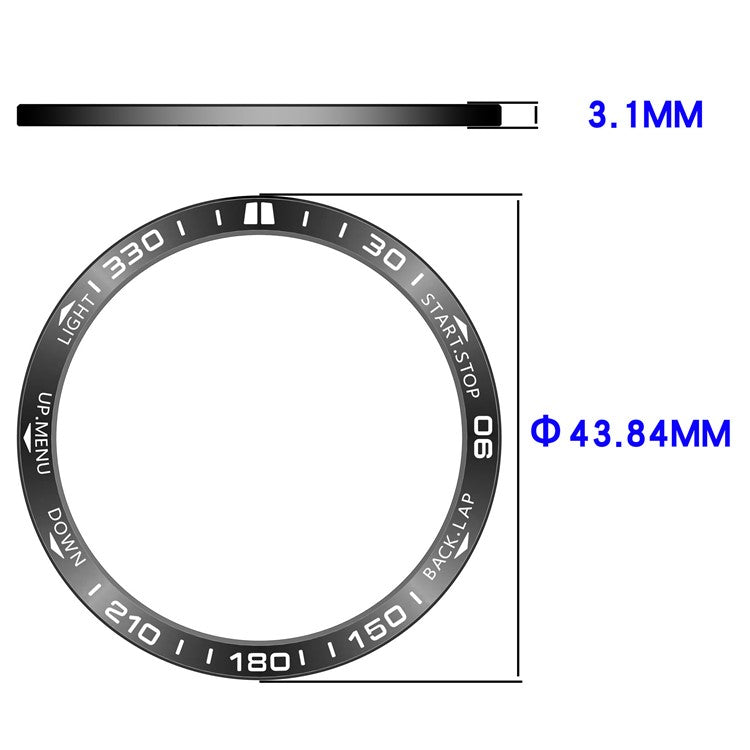 For Garmin Fenix 8 43mm AMOLED Version Stainless Steel Bezel Scratch Resistant Protective Ring - Silver+Red