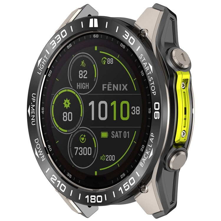 For Garmin Fenix 8 51mm AMOLED Version Stainless Steel Bezel Scratch Resistant Protective Ring - Black+White