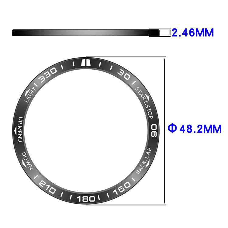 For Garmin Fenix 8 Solar 47mm Stainless Steel Bezel Scratch Resistant Protective Ring - Black+White